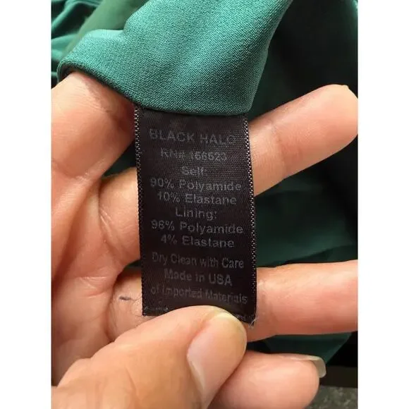 Black Halo Velvet Green Faux Wrap Long Sleeve Midi Dress- Size:6 / Retail:  $375 - www.rajagirimanappuram.com